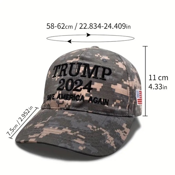 “Trump 2024 Save America Again” Embroidered American Flag Unisex Camo Hat! - Picture 5 of 14